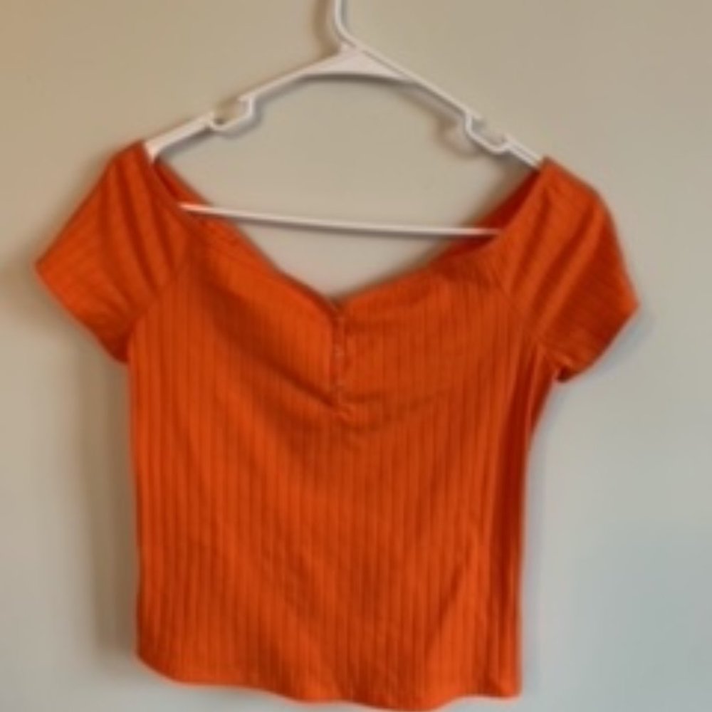 Arizona Orange Off-Shoulder Crop Top